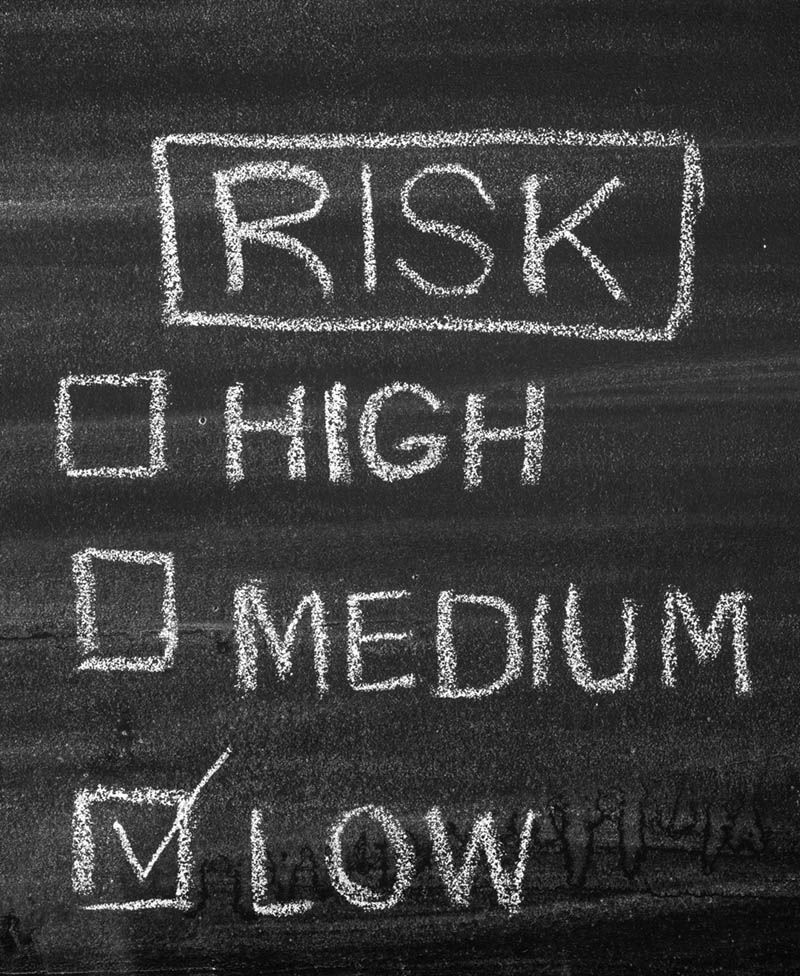 Chalk Board with Risk options and Low Checked